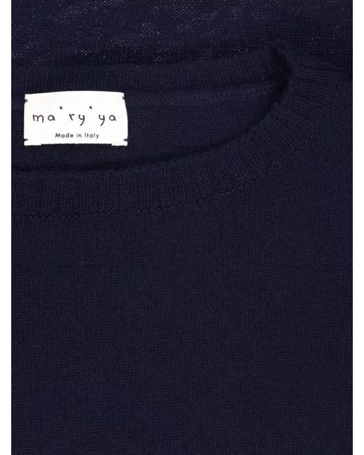 Ma'ry'ya Blue Round Neck Cropped Top Long Sleeves Pocket