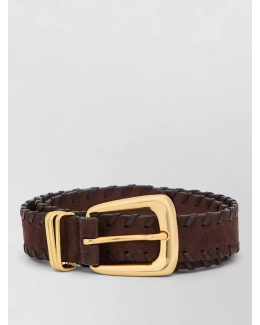 Veronica Beard Brown Leather Belt Buckle Calfskin Suede 3 Cm