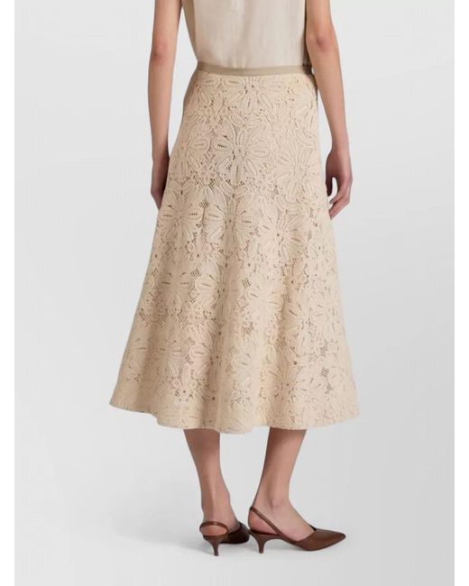 Incotex Natural High Waist A Line Midi Lace Skirt