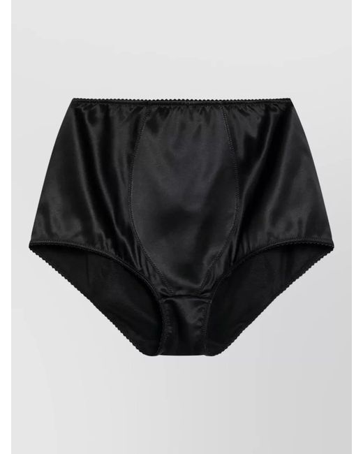 Dolce & Gabbana Black High Waisted Satin Brief Seam Detailing