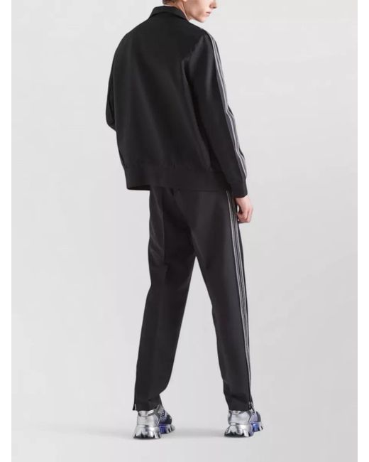 Prada Blue Side-Stripe Regular Straight-Leg Trousers for men