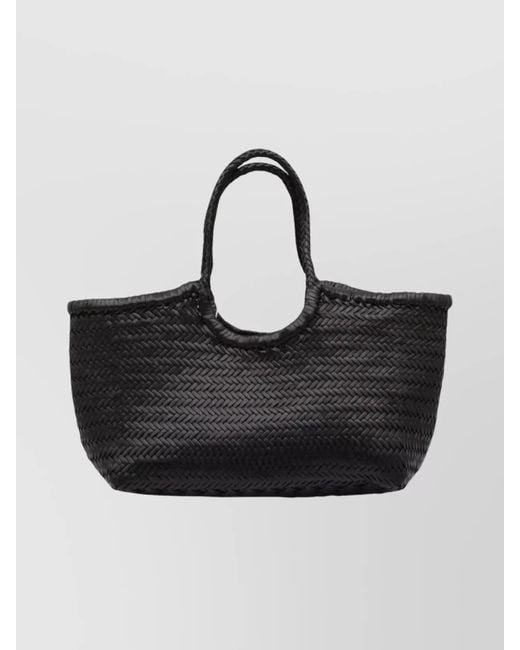 Dragon Diffusion Black Woven Tote Bag Double Handles
