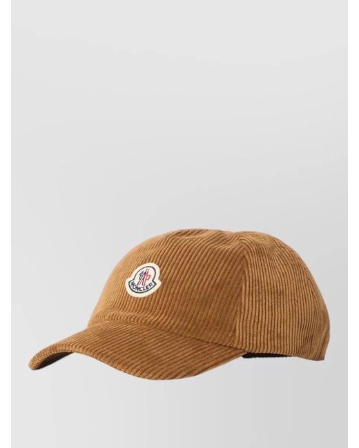 Moncler Brown Baseball Cap Structured Corduroy Texture Curved Brim
