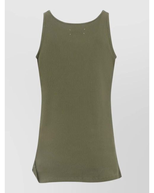 Maison Margiela Green Sleeveless Top Asymmetrical Hem Ribbed Neckline for men