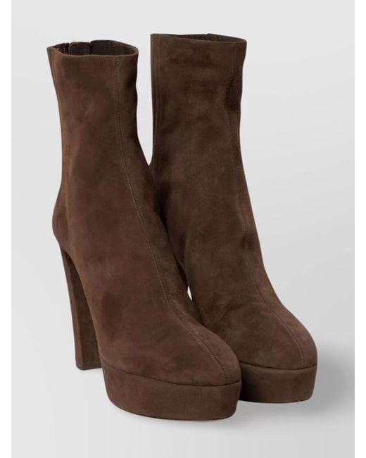 Aquazzura Brown Suede Leather Saint Honore 120 Mm Ankle Boots