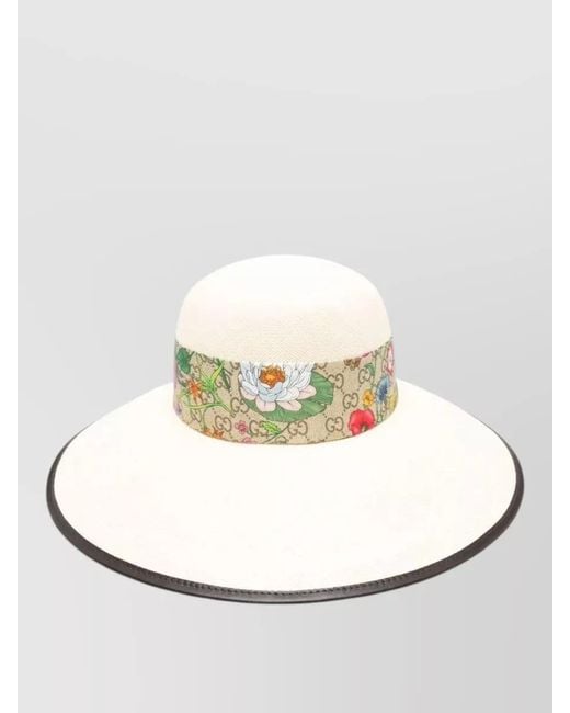 Gucci White Wide-Brim Straw Sun Hat