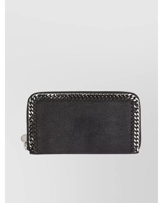 Stella McCartney Black Faux Leather Chain-Trim Continental Wallet