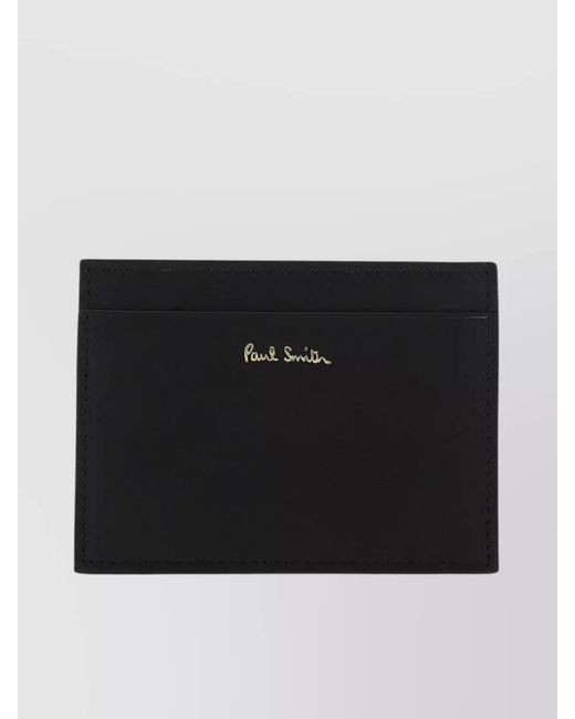 Paul Smith Black Leather Stripe Logo Cardholder for men
