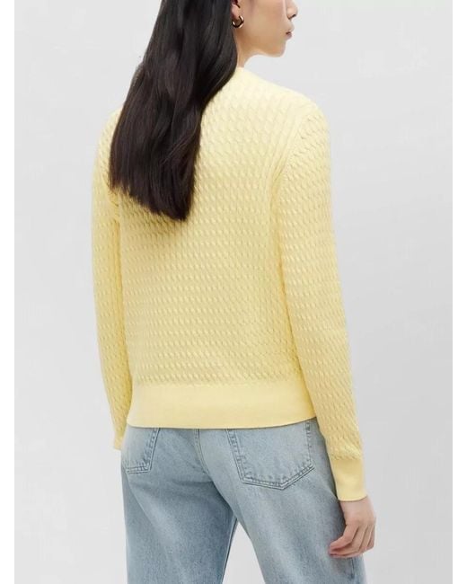 Tommy Hilfiger Yellow Cable Knit Crew Neck Long Sleeve Sweater