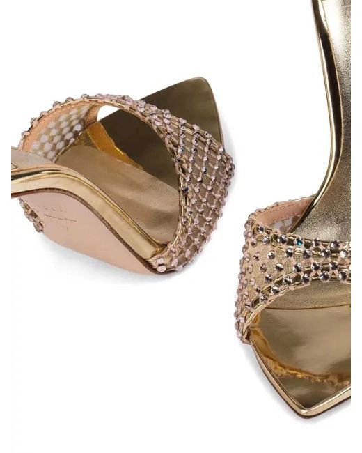 Le Silla Multicolor Crystal Mesh Open Toe Stiletto Mules