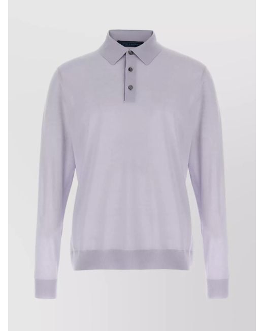 Kiton Purple Ribbed Cuffs And Hem Polo Shirt for men