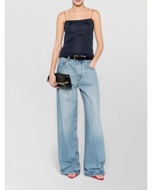 Jacquemus Blue Polka-Dot Spaghetti-Strap Tank Top