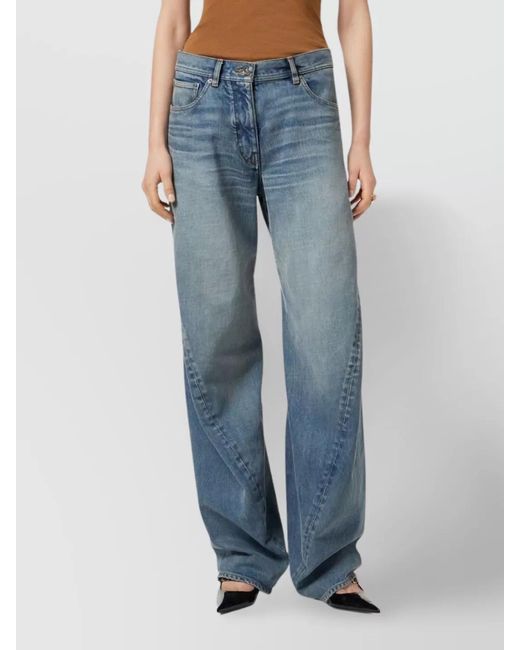 Versace Blue Cotton Straight-Leg Trousers