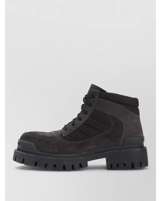 Balenciaga Black Low Ankle Combat Boots Logo Detail for men