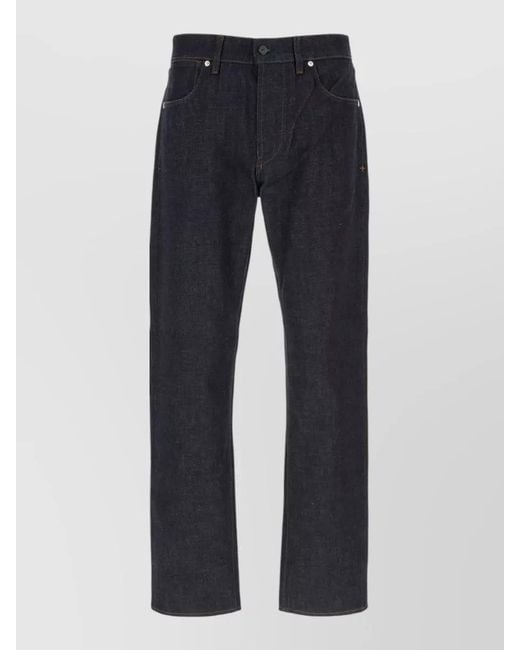 Stone Island Blue Denim Trousers Contrast Stitching Belt Loops for men