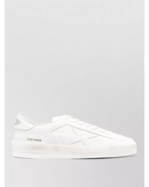 Golden Goose Deluxe Brand White Stardan Leather Sneakers Flat Sole for men