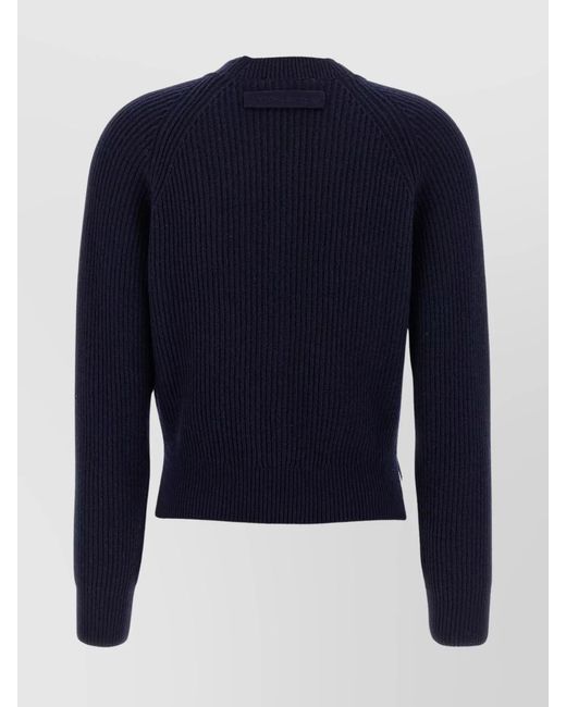 Victoria Beckham Blue Cashmere Wool Stepped Hem Cardigan