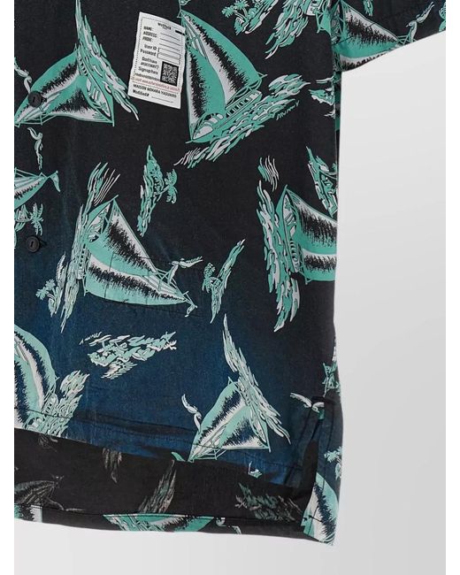 Maison Mihara Yasuhiro Blue Short Sleeve Shirt Chest Pocket Graphic for men