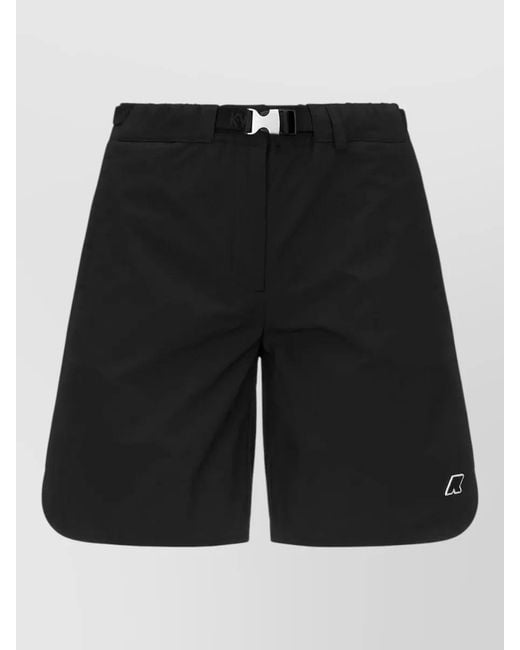 K-Way Black Hiky Shorts Belt Loops Elastic Waistband