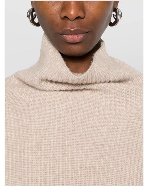 Isabel Marant White Cashmere Merino Wool Ribbed Oversized Roll Neck Jumper