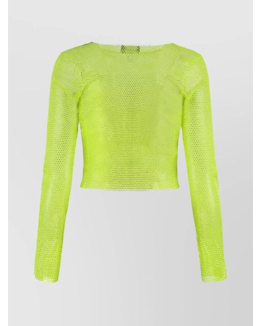 Santa Brands Green Open-Knit Rhinestone Top