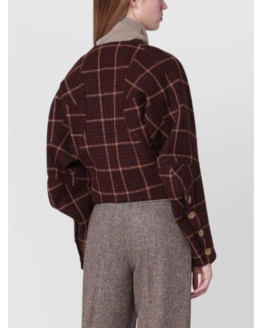 Vivienne Westwood Brown Virgin Wool Checked Oversized Single Breasted Coat