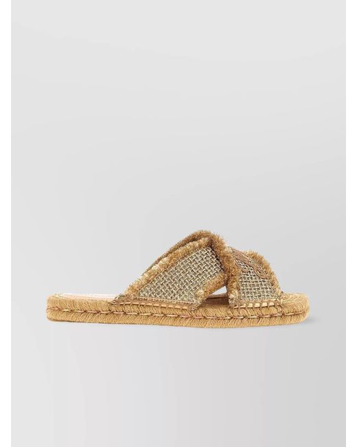 Jimmy Choo Metallic Textile Flat Sandals