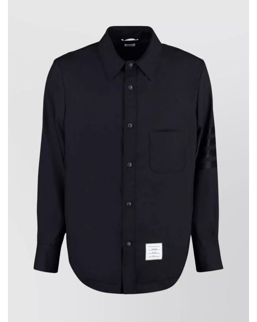 Thom Browne Blue Wool Overshirt Jacket for men