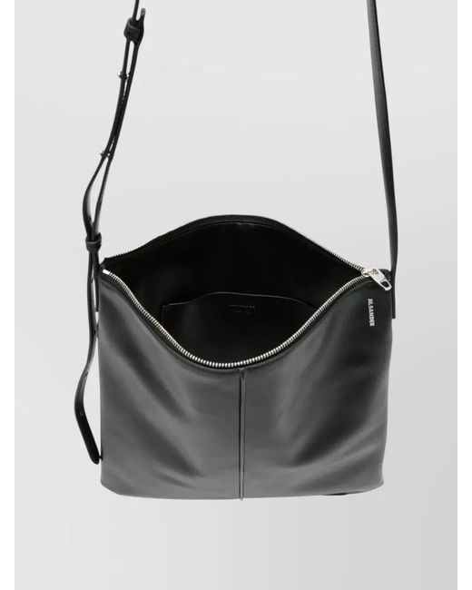 Jil Sander Black Linea Rectangular Crossbody Bag Adjustable Strap