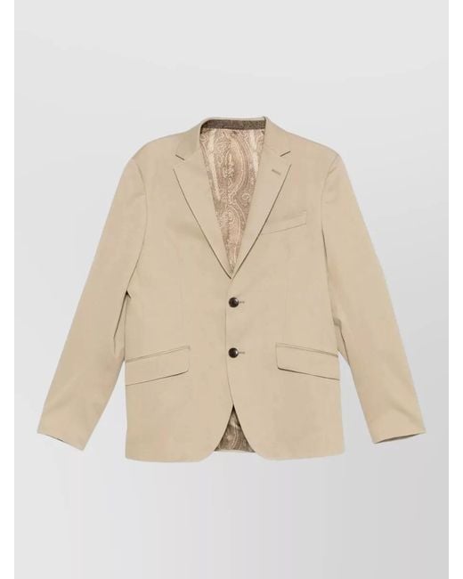Etro Natural Roma Single Breasted Cotton Tailored Blazer for men