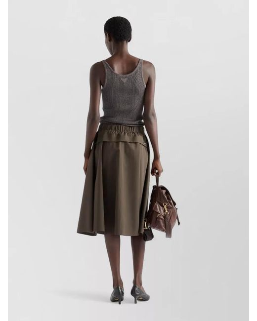 Prada Gray Technical Fabric A-Line Skirt