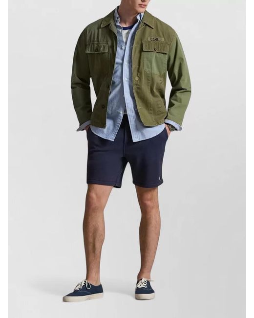 Polo Ralph Lauren Blue Fleece Lounge Shorts Side And Back Pockets for men