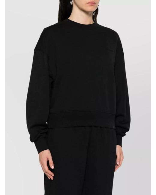 Calvin Klein Black Logo-Embroidered Cotton Crewneck Sweatshirt