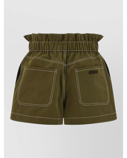 Marni Green Cotton Gabardine Tailored Shorts