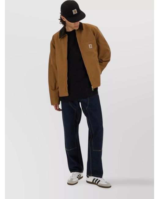 Carhartt Brown "Detroit" Jacket With Contrast Collar And Front Pockets (Summer) for men