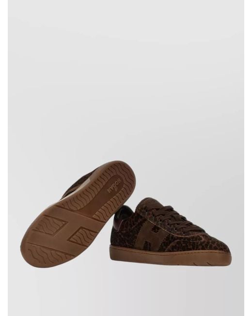 Hogan Brown Cool Leather Lace Up Sneakers Logo Detail