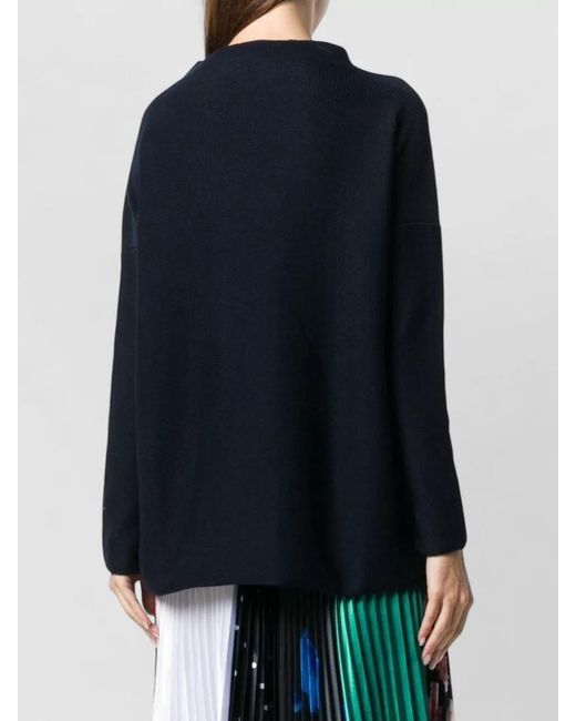 Daniela Gregis Blue Wool Funnel Neck Knit Jumper Long Sleeves