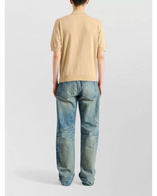 Balmain Natural Shirt Polo Collar Short Sleeves Ribbed Cuffs for men