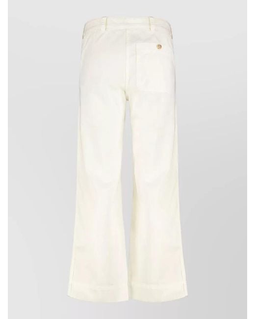 Etro White High Waist Denim Trousers Multiple Pockets