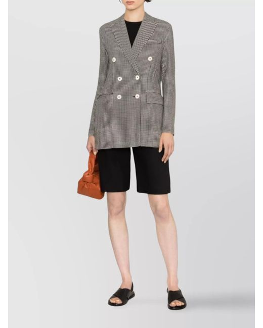 Circolo 1901 Gray Wool Check Double-Breasted Blazer