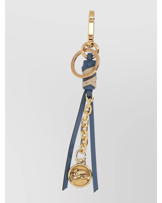 Etro Blue Leather Keyring