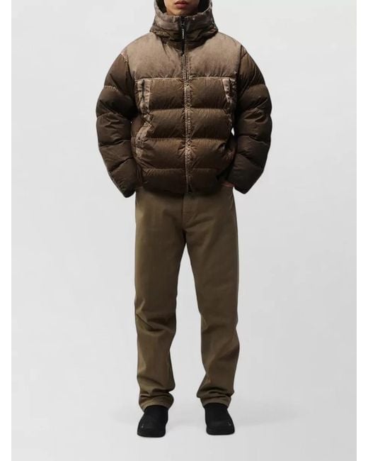 C P Company Brown Hooded Jacket High Collar Goggle Detail for men