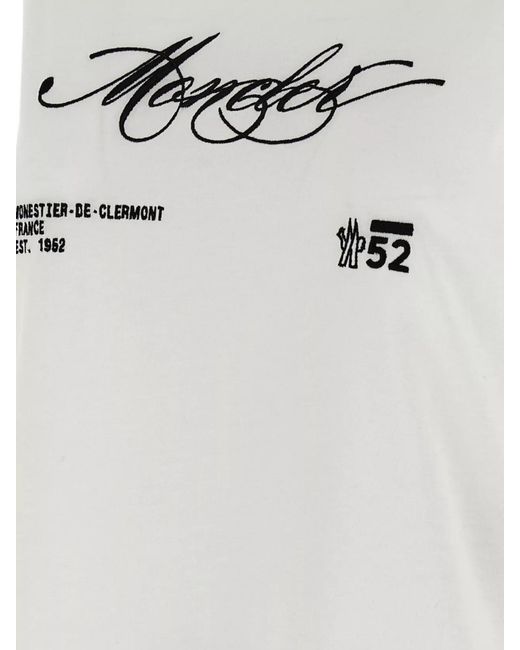 Moncler White Cotton Cropped Logo-Embroidered T-Shirt