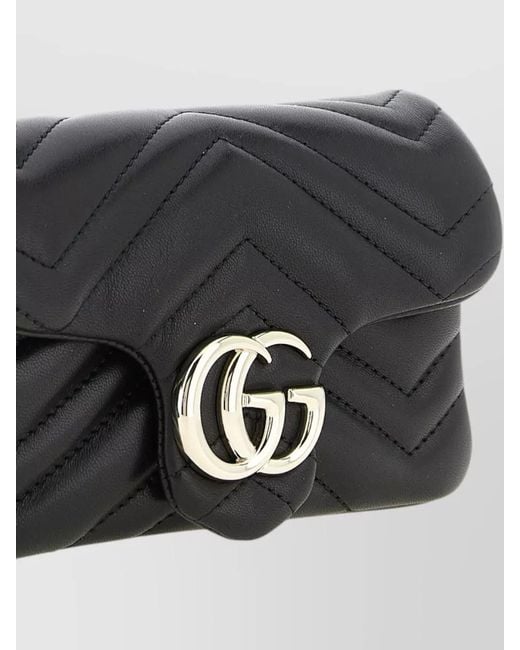 Gucci Black Gg Marmont Mini Leather Shoulder Bag