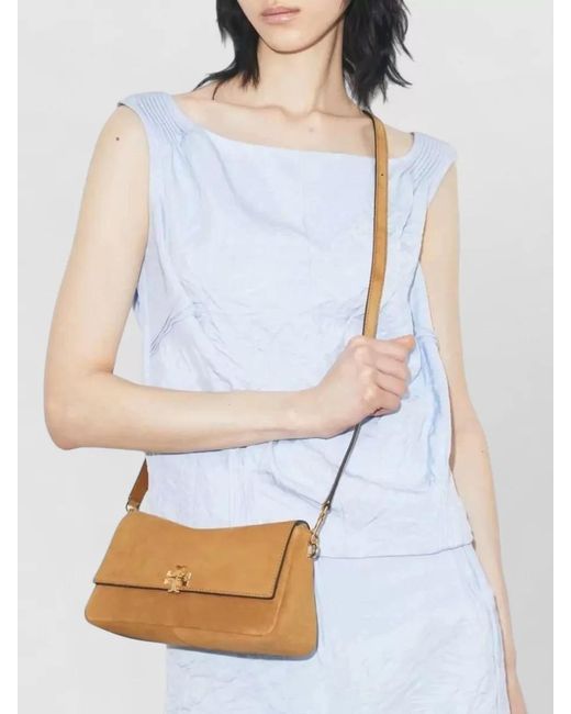 Tory Burch Metallic Charlie Suede Small Shoulder Bag Strap