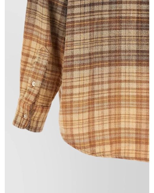 R13 Brown Oversized Boyfriend Shirt Long Sleeve Plaid