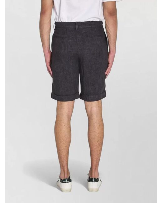 Barena Blue Linen Blend Wide-Leg Tailored Shorts for men