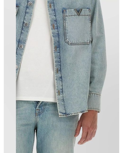 Valentino Blue Denim Cutout Shirt Jacket for men