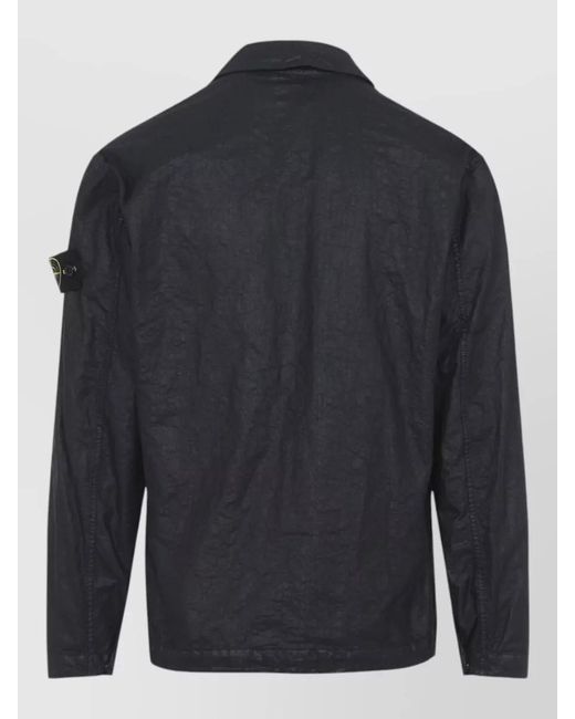 Stone Island Blue Jacket Long Sleeves Chest Pocket Design for men