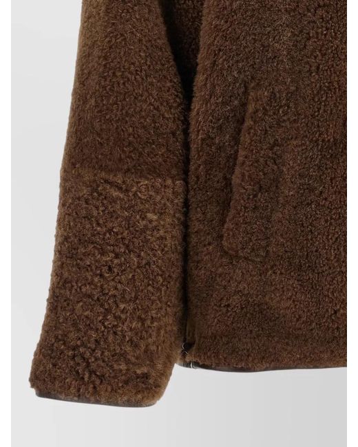Brunello Cucinelli Brown Fuzzy Lamb Shearling Reversible Jacket